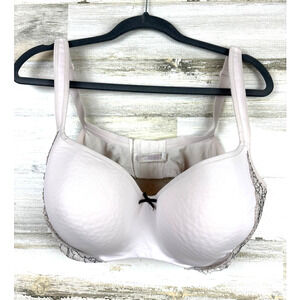 Cacique Womens Plus 40DDD Gray Lace Balconette Underwire Bra Smooth Lined